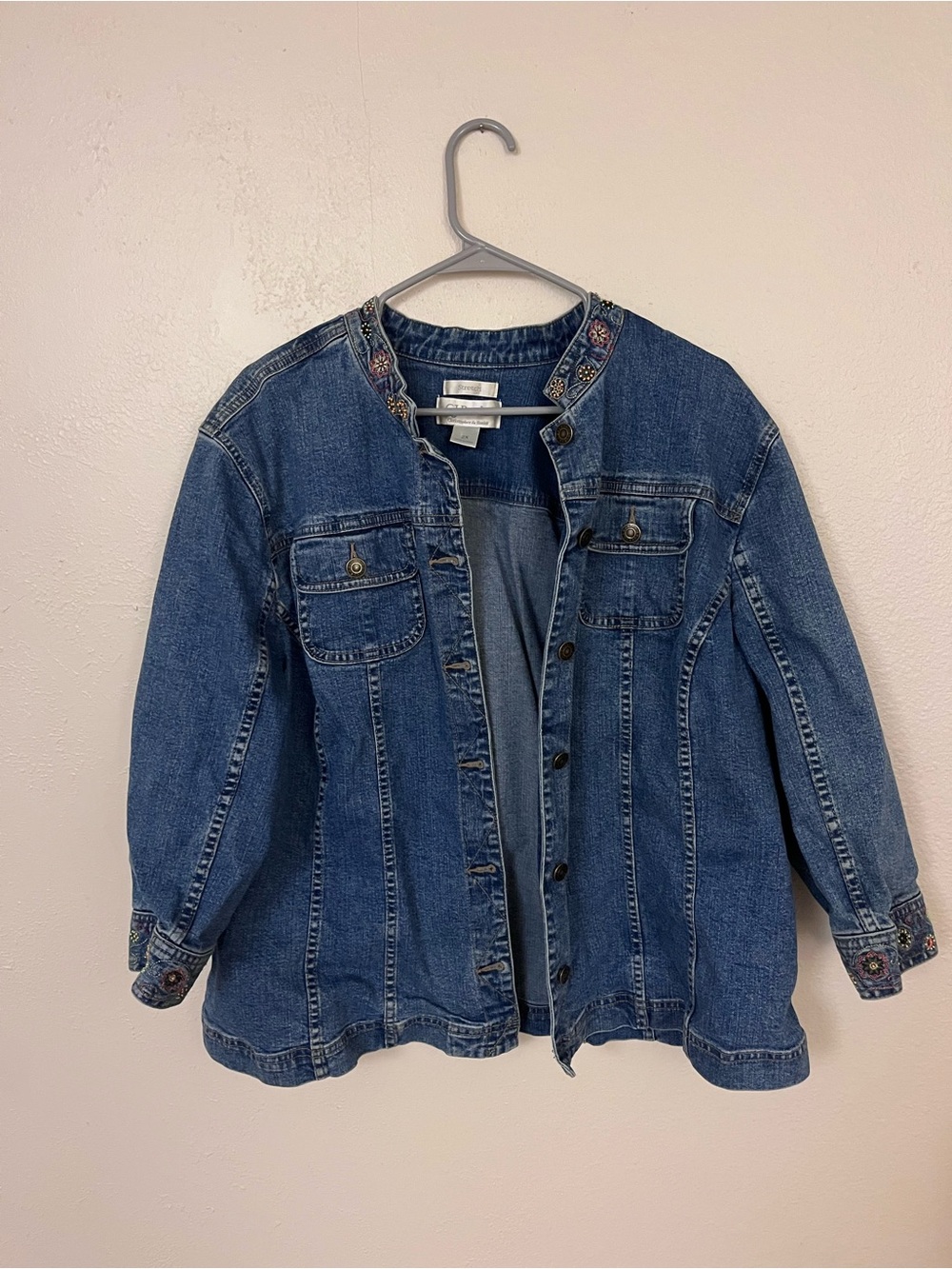 CJ Banks Women’s plus-size embellished denim jacket size 2X